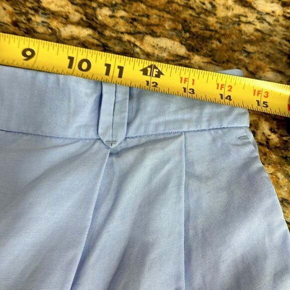 COS Light Blue Linen Blend High Waisted Pleated Front Trouser Shorts Size 8 - Picture 10 of 13